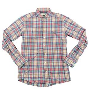 Eton Button Down Shirt Mens 16.5 42 Slim Fit Multicolor Plaid Cotton Dress Shirt
